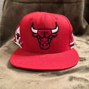 Mitchell & Ness Red and Black Bulls Cap